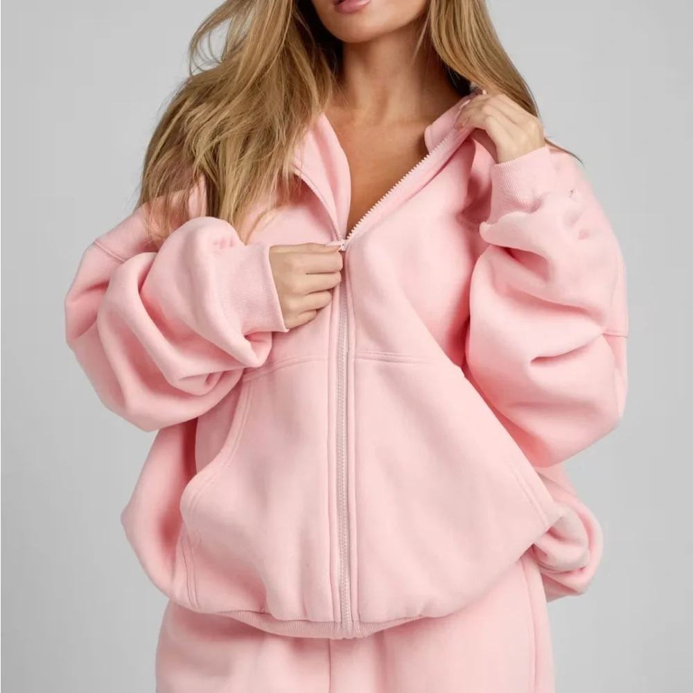 NIB Comfrt Pastel Bubblegum Zip Up Hoodie SZ Small. Oversized!